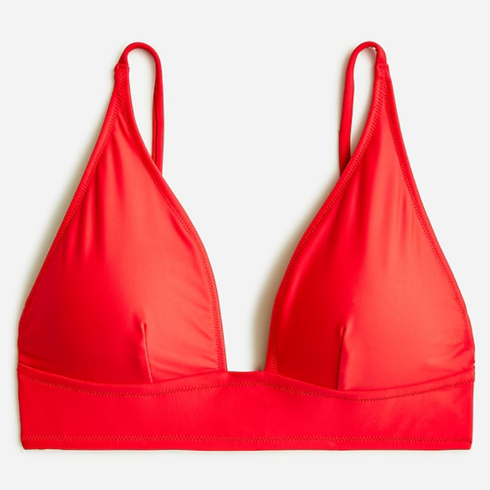 J.Crew plus v neck Moderate Coverage bikini top, 2XL, red